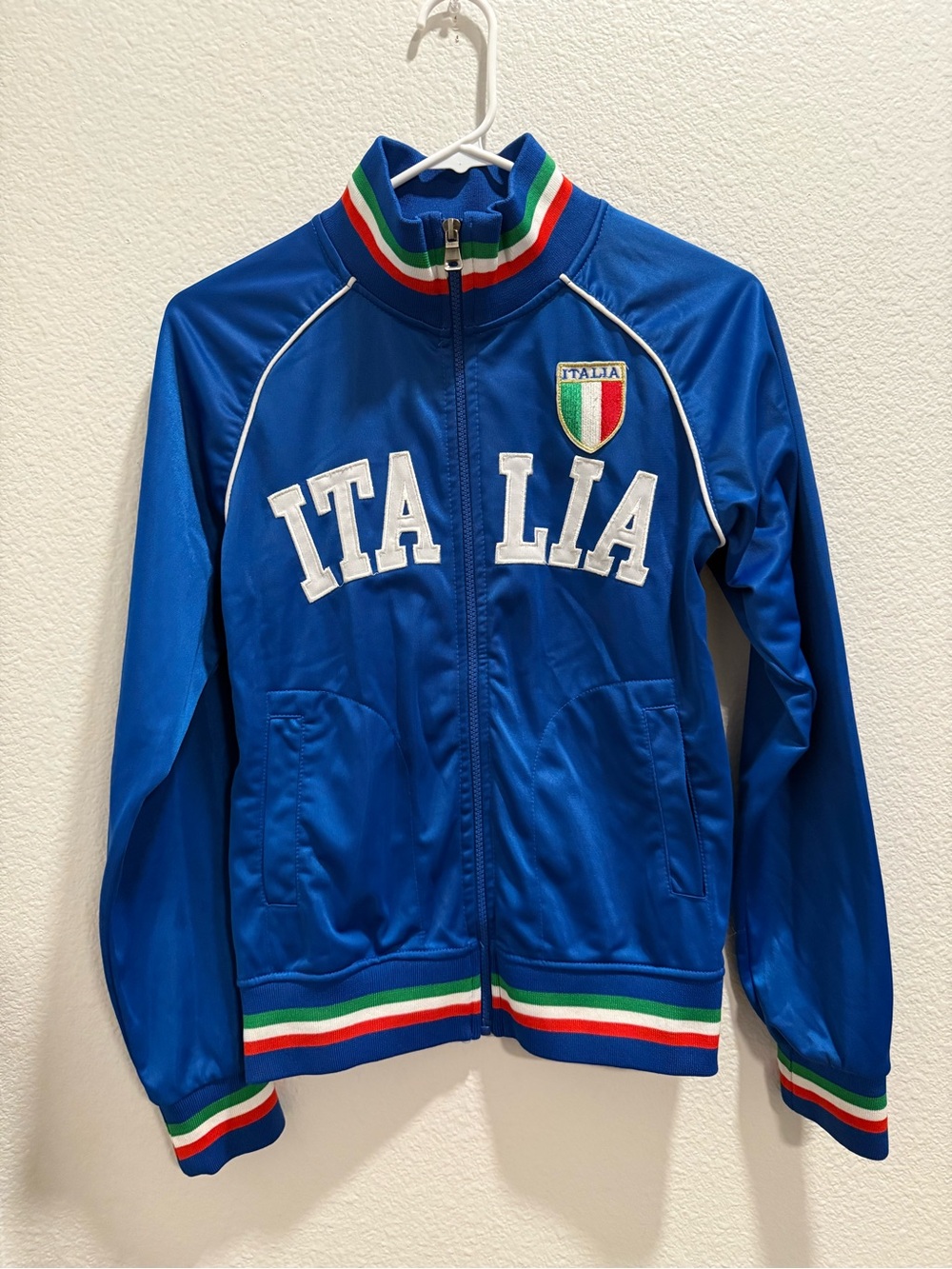 Dresses & Co Italy Soccer Track Jacket Blue Zip XS Green White Red